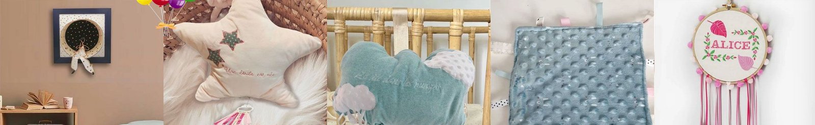 cadre orginal 3D, attrape-reve, coussin musical, doudou etiquette